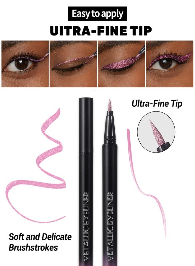 Lestpola Silver Diamond Glitter Liquid Eyeliner Pen, Shimmer Eye Liner Waterproof Long-Stay, Metallic Satin Finish Colored Eyeliner, Ultra-Fine Tip Smudge-Proof, High Pigmented Eye Brightener Pen for Stage-04 - Image 4